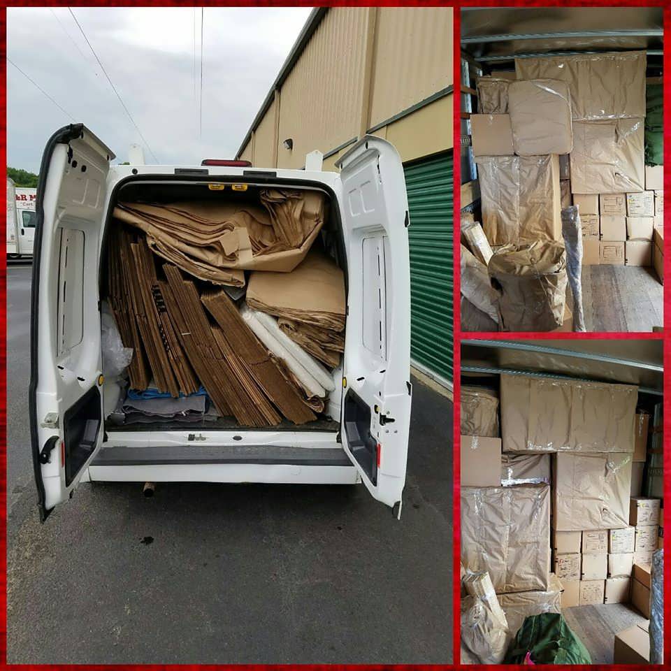 packed moving truck with boxes
