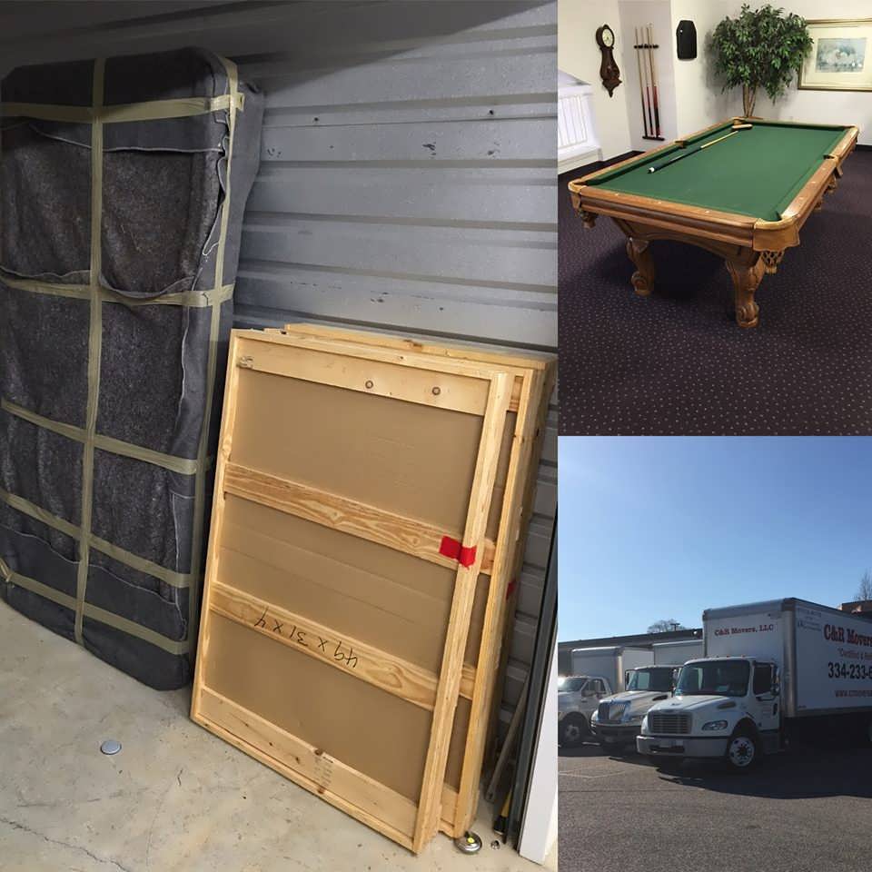 pool table being moved out of home
